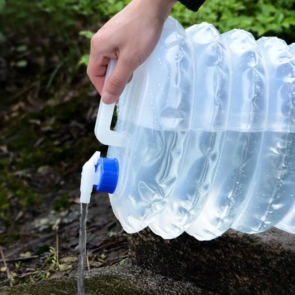 

Portable Kettle Folding Bucket Outdoor Water Bag Foldable Bottle PE Water BBQ Faucet Picnic Container with For Camping Hiki F8Y5