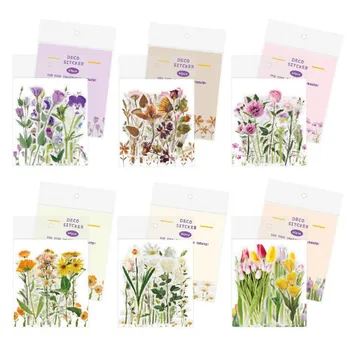 

40pcs / Pack Of Fresh And Transparent Flower Stickers DIY Travel Diary Scrapbook Items Decorative Stickers Children'S Stationery