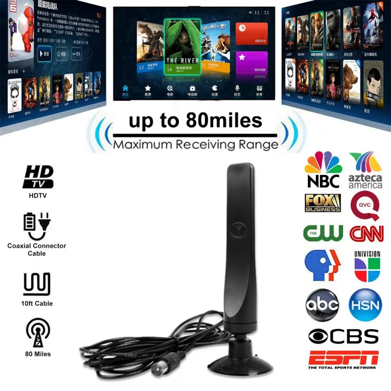 HD цифровая ТВ антенна 80 милей VHF UHF Freeview местные каналы с 3 6 м