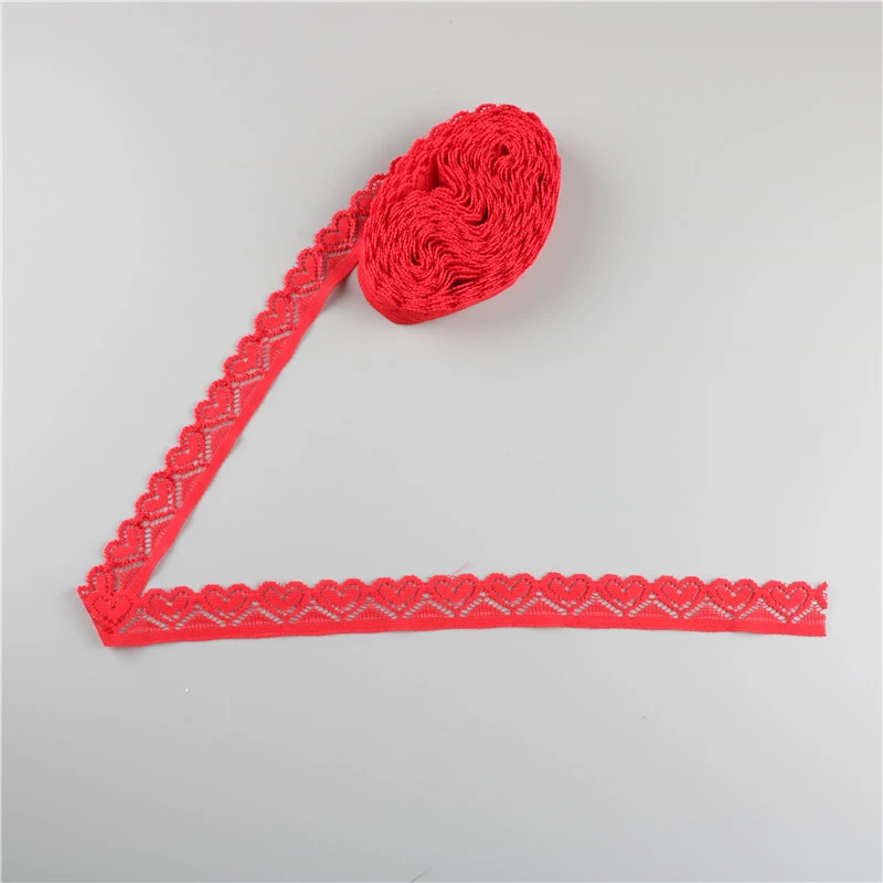 Lace Ribbon Lace Garment Accessories Lace Sewing Supplies Lace Decoration Lace Accessories Lace Sewing Accessories Elastic Lace Ribbon Tape 18mm wide Trims Heart-shaped Stretch Lace 5 yards For Sewing Decoration African Fabric