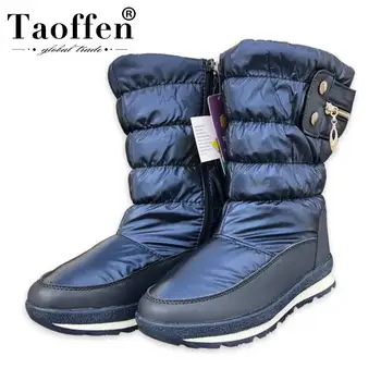

Taoffen 4 Color Snow Boots For Women Solid Color Zipper Mid Calf Boots Winter Warm With Fur Outdoor Women Footwear Size 33-38