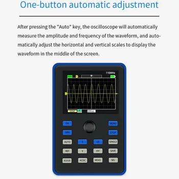 

Blue Digital Oscilloscope 500MS/s Sampling Rate 110MHz Analog Bandwidth Support Waveform Storage