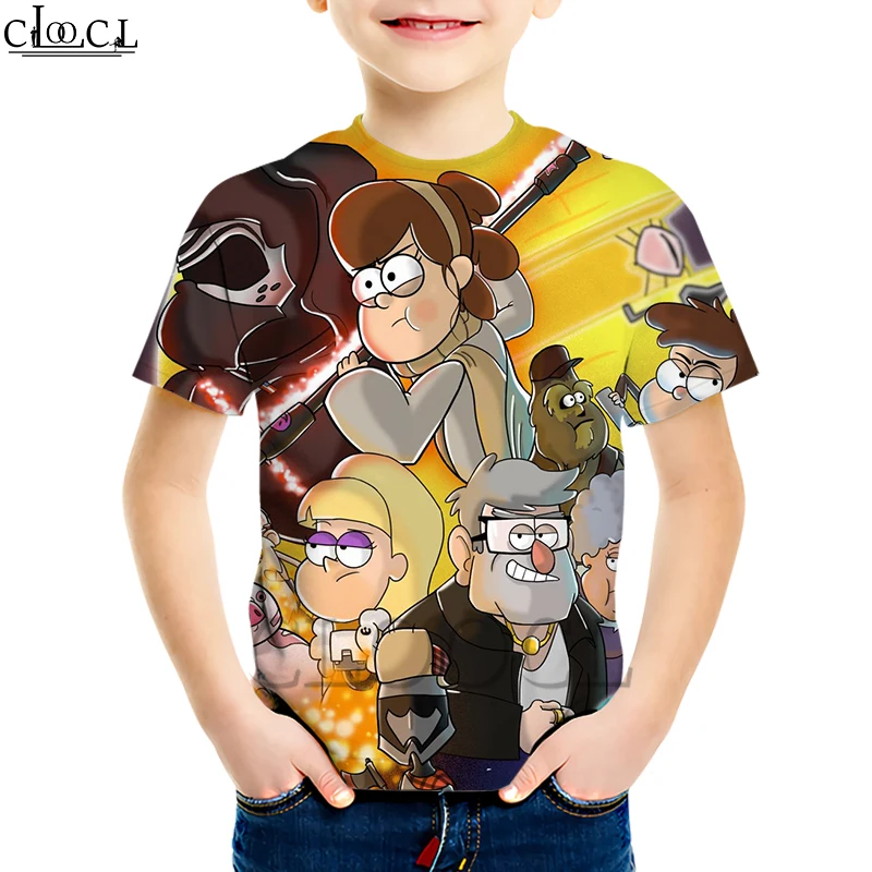 Детские футболки с рисунком из аниме «Гравити Фолз»; Креативная одежда с 3D принтом для мальчиков и девочек; толстовка с короткими рукавами; повседневные топы для детей - Цвет: Kids T shirt 15