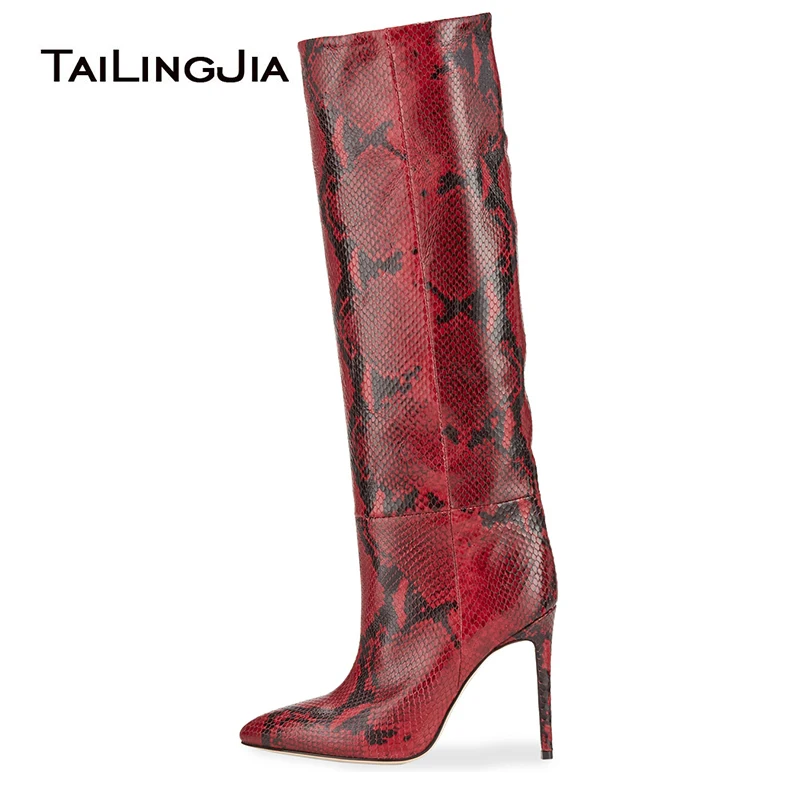 snake print tall boots