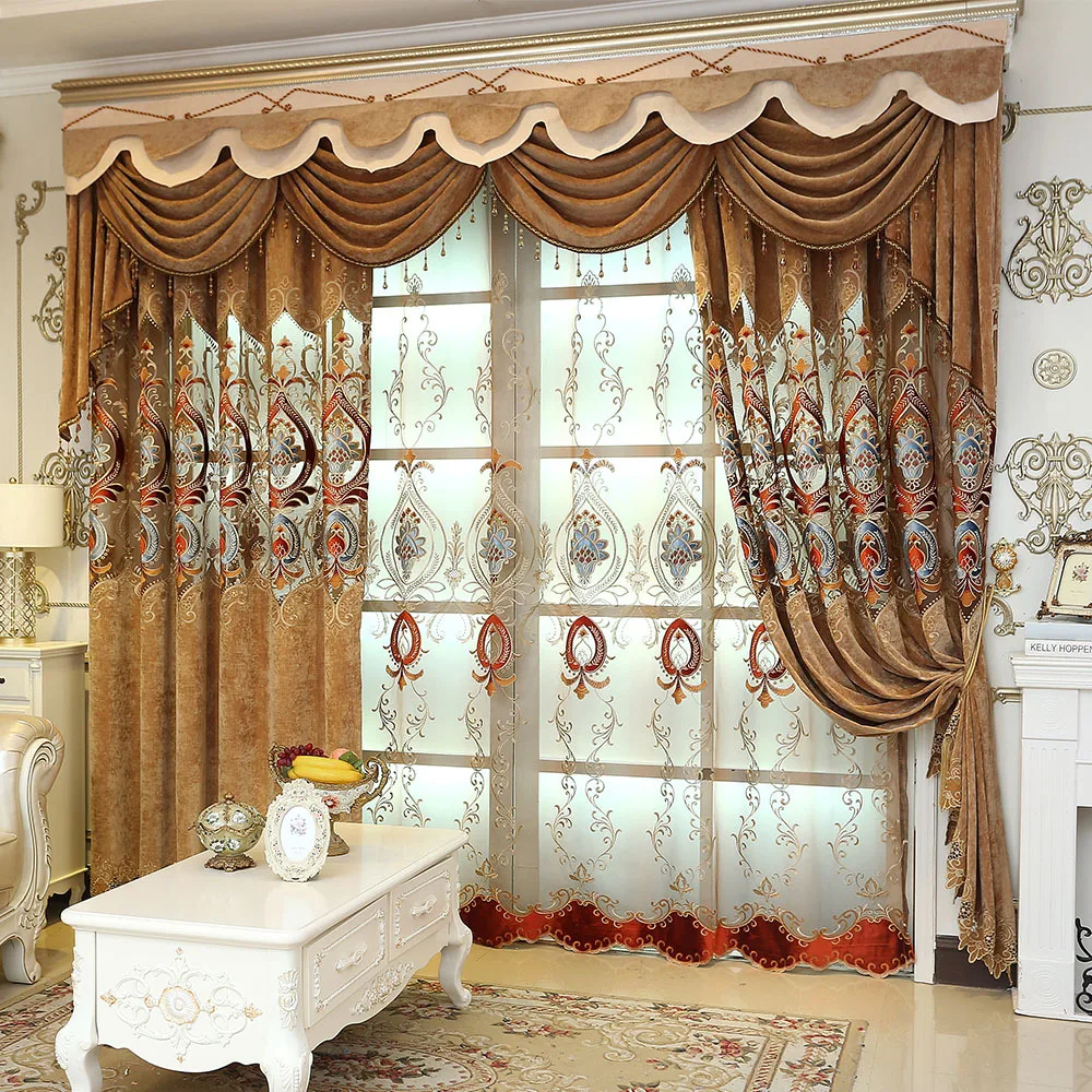 

American Country Simple Thickened Curtain Cloth Customized Curtains for Living Room Bedroom Shade Curtain Floating Curtain