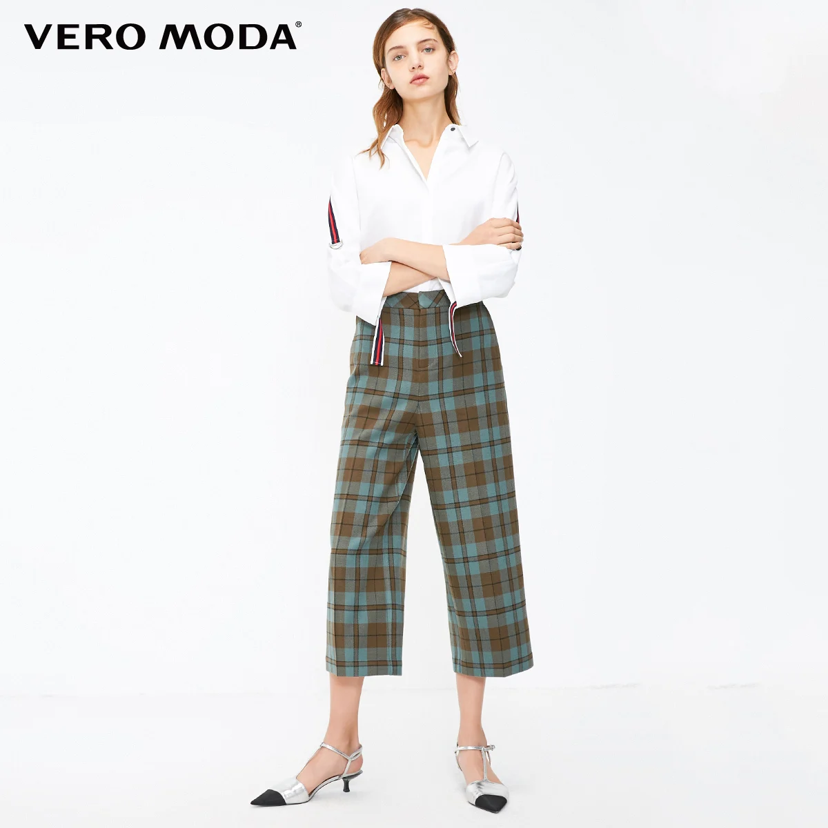 

Vero Moda 2019 New Arrivals OL Style Women's Plaid Wide-leg Casual Capri Pants | 31846J522