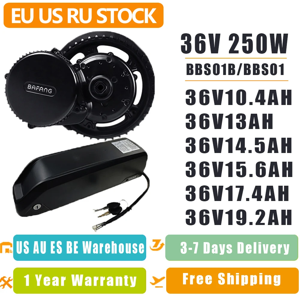 Bafang BBS01 36V 250W Mid Motor Drive Conversie Kit with Battery 15.6/20AH 8fun E-bike Conversion Set | Спорт и развлечения