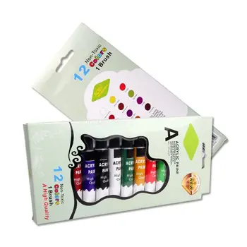 

12 Colors Acrylic Paints Brush 12ml Tubes Drawing Painting Pigment Hand-painted Dropship