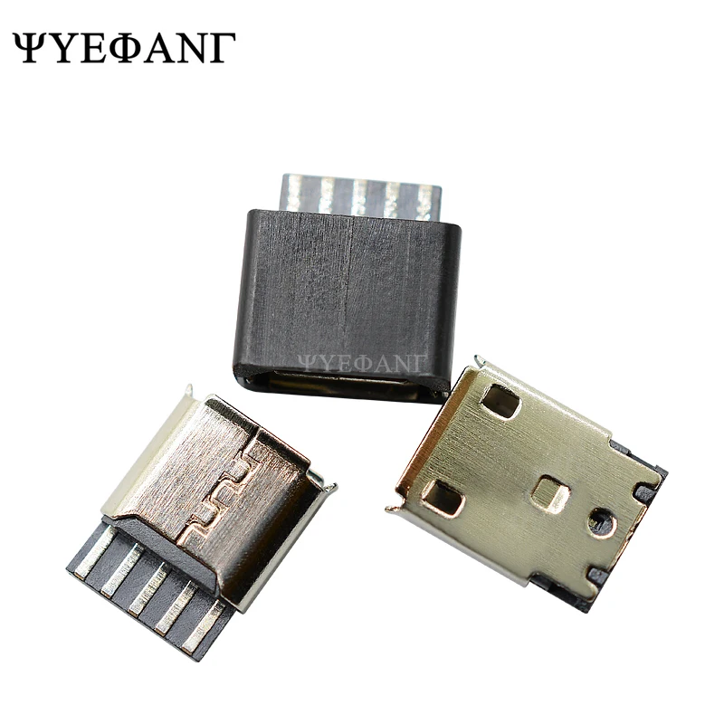 

10PCS DIY Micro USB 5P 5Pin Female Plug Connectors Kit Black and White With a Shell Welding Line Type