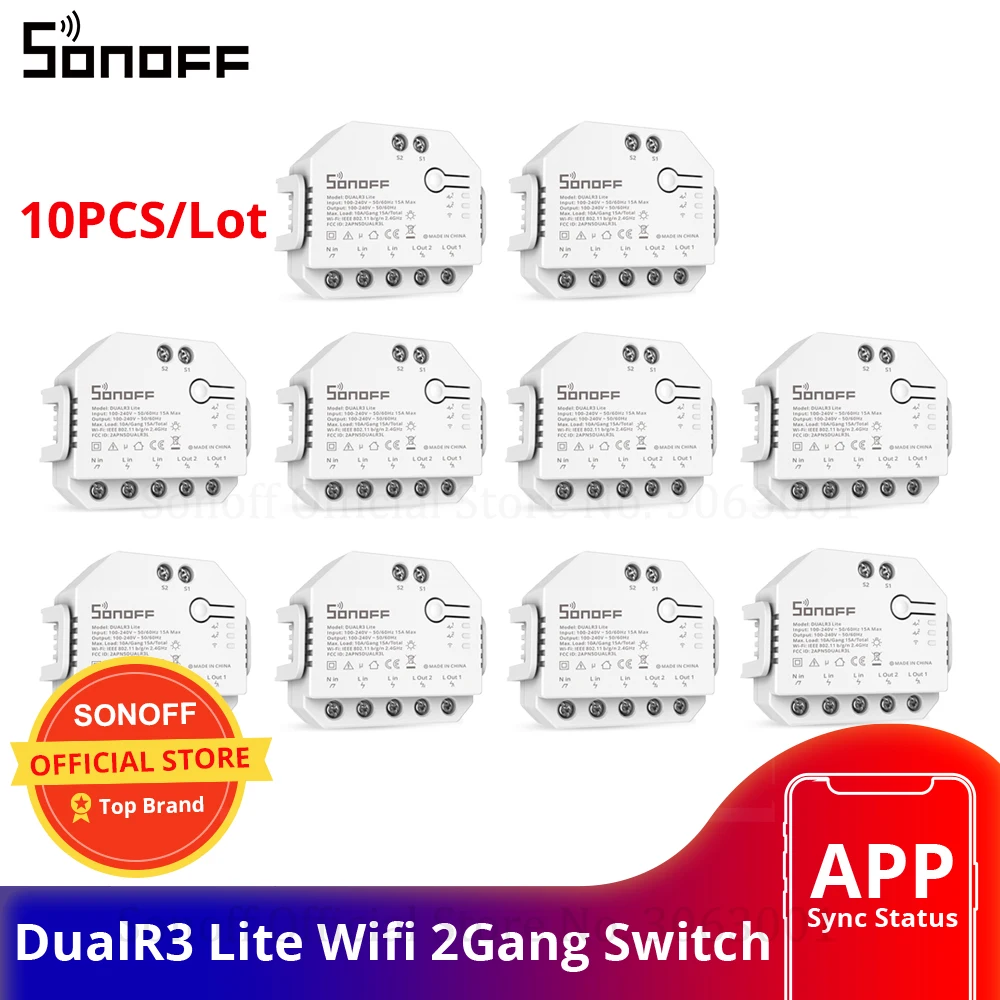 1/20PCS SONOFF DualR3 Lite DIY Smart Switch MINI Wifi Dual Relay Two Way Control Timing Voice for Home Automation | Электроника