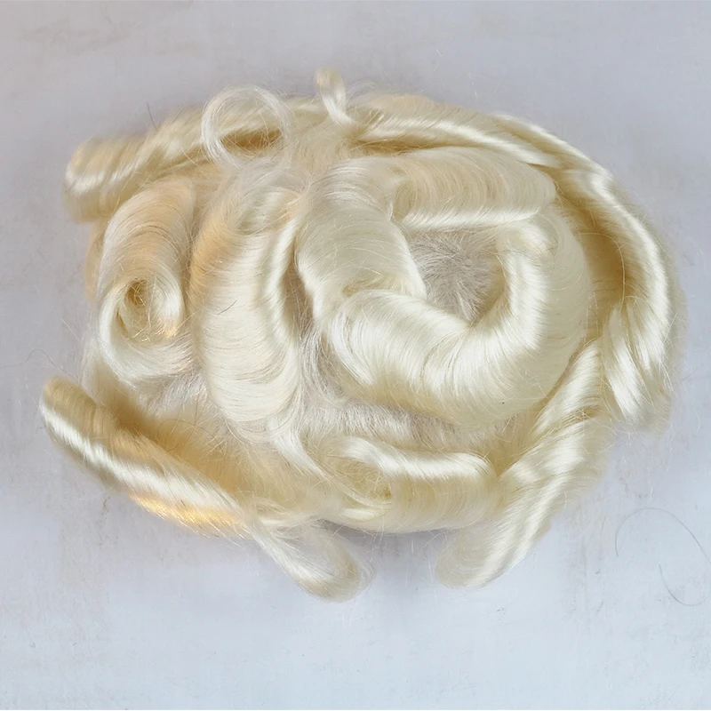 Remy парик из натуральных волос 30 мм волна Платина блонд цветные шиньоны прочный 8x1" 60# Заменить мужчин t парик для мужчин ежедневного использования