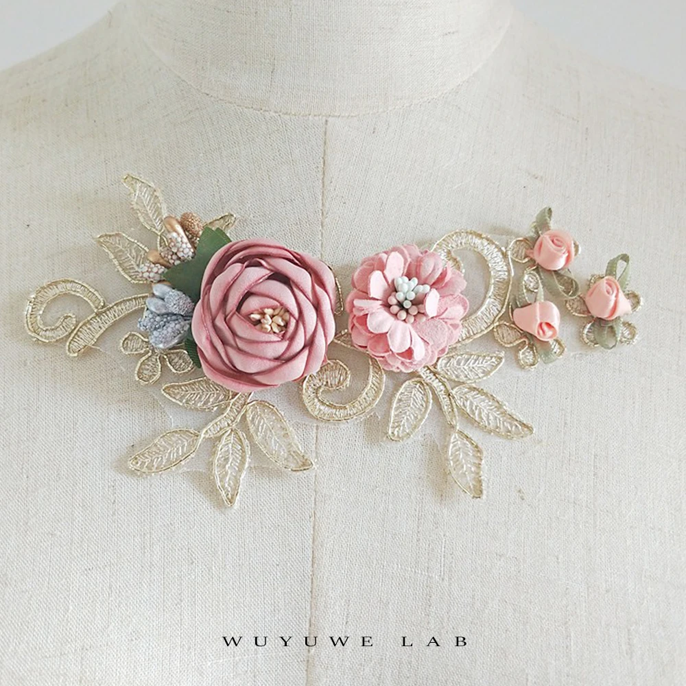 1pcs Neckline Collar Applique Embroidery Fabric Cloth Sewing Patchwork DIY Craft