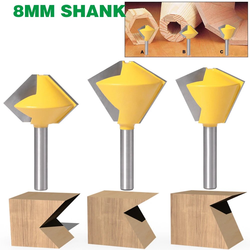 

1PC 8MM Shank Milling Cutter Wood Carving 6 Sided Multi Sided Glue Joint Router Bit Set Milling Cutter For Wood