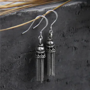 

Tassel Dangle Earrings 925 Sterling Silver For Women Anti Allergy Vitnage Earrings Long Thailand Fine Jewelry