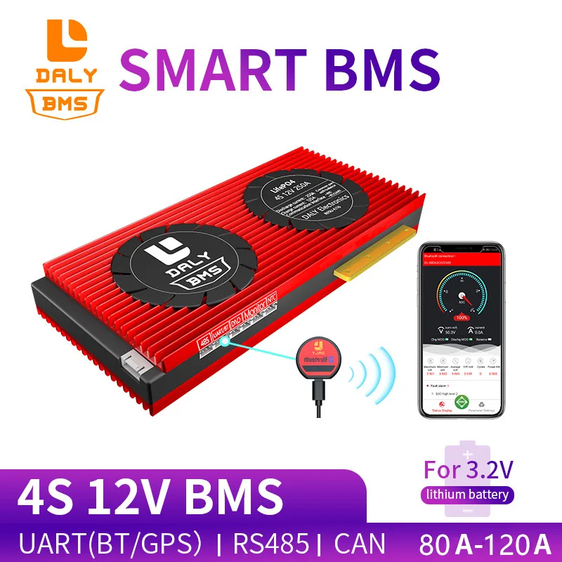 Daly Smart Bluetooth BMS 4S 12V 80A 100A 120A для аккумуляторной батареи 3 2 V LiFepo4 USB + NTC UART