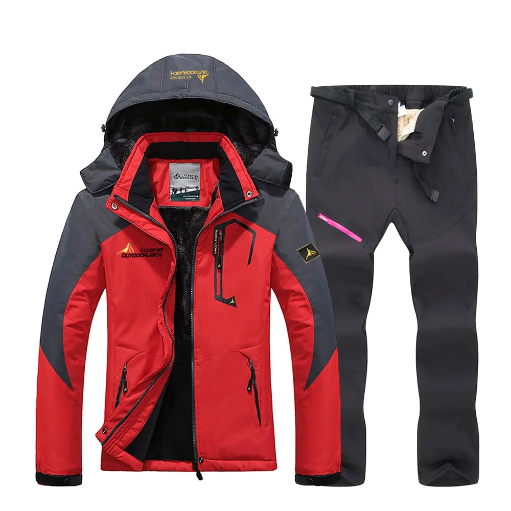 

Women's Ski Suit Waterproof Windproof Skiing And Snowboard Jacket Winter Warm Fleece Jacket and Pants Set Outdoor Snow Costumes