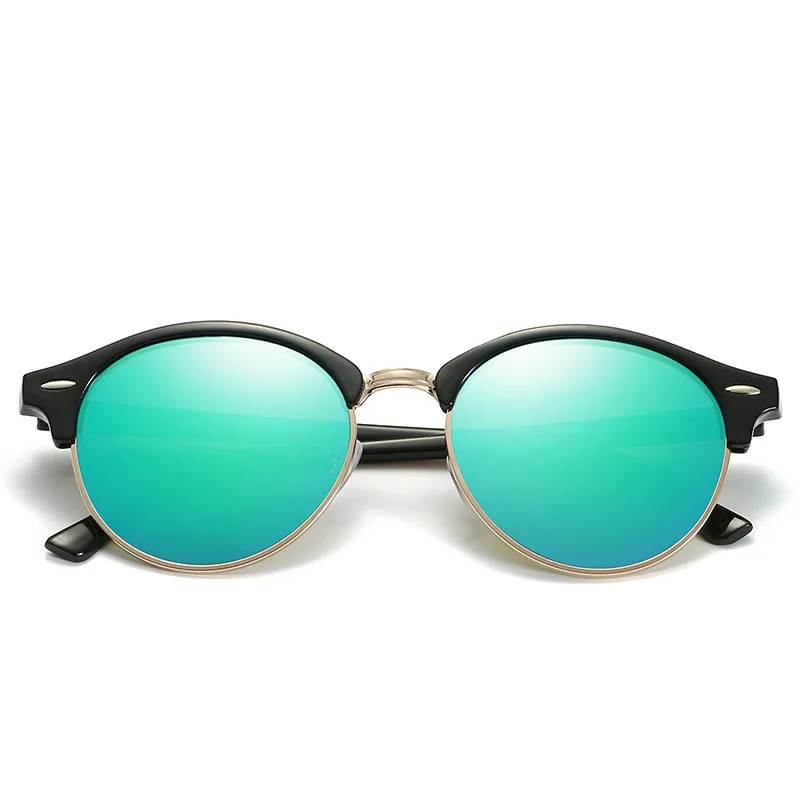 7-Black.LightGreen Новые поляризованные Круглые Солнцезащитные очки Мужские Женские брендовые дизайнерские Клубные круглые очки Классические солнцезащитные очки для вождения полуоправы очки - Цвет линз: 7-Black.LightGreen