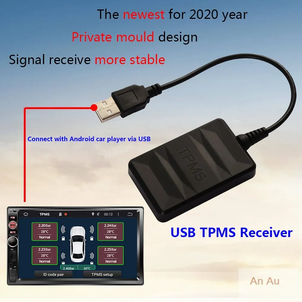 USB Android TPMS система контроля давления в шинах Дисплей Сигнализация 5 в внутренние датчики Android навигация Автомагнитола 4 датчика