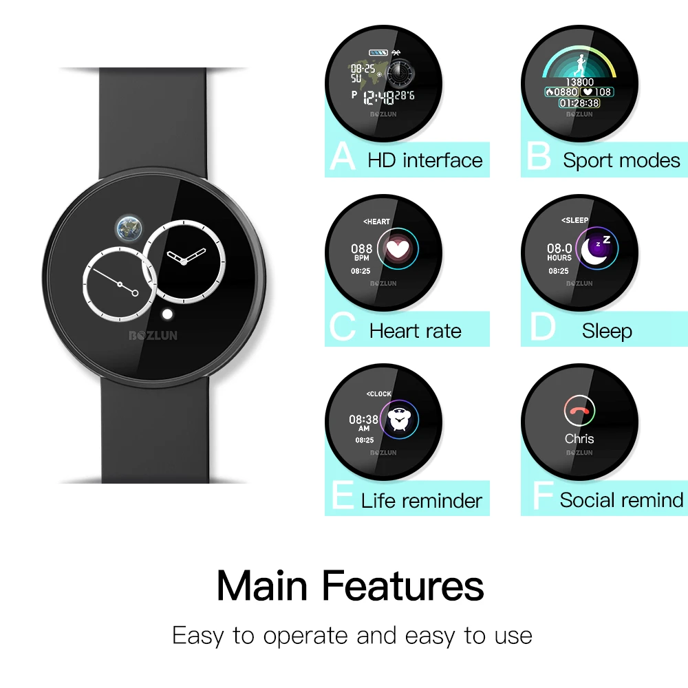 

Smart Watch Medical Grade Heart Rate Reminder Smartwatch Color Screen IP68 Waterproof Calorie Step Fitness watch B36M