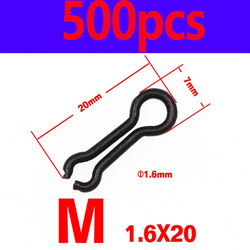 JIGEECARP, 500 шт.,, карповое рыболовное кольцо для ловли карпа - Цвет: M size 500PCS black