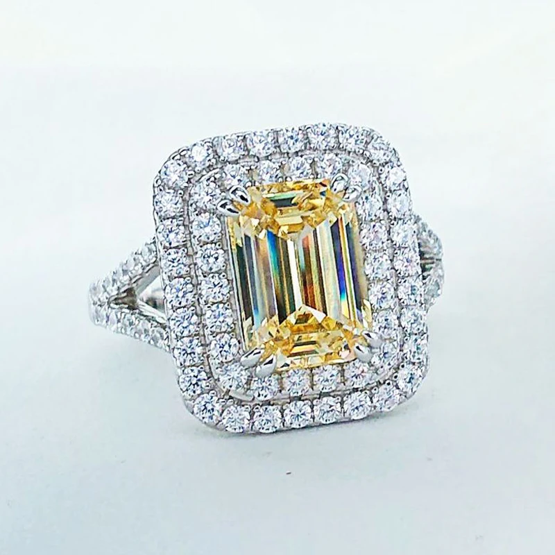 OEVAS Sparking Wedding Rings For Women Top Quality 925 Sterling Silver White Yellow Pink Zircon Girls Daily Party Fine Jewelry