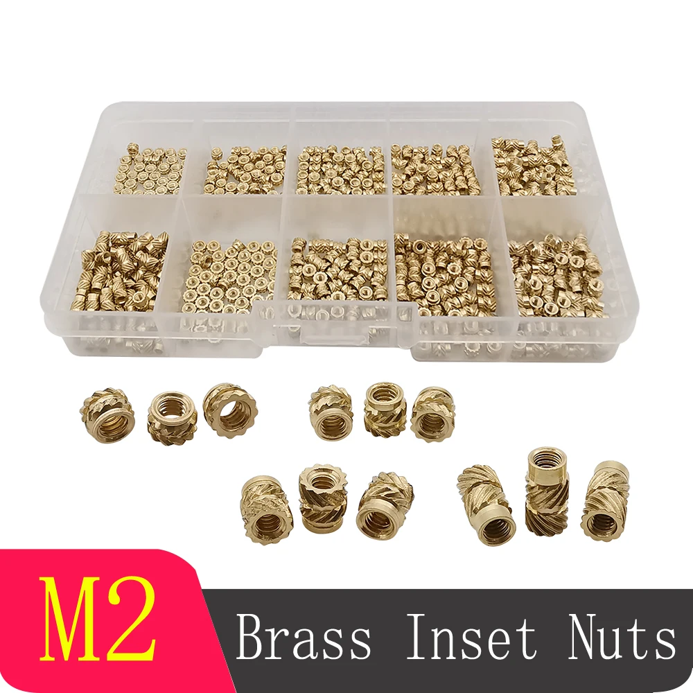 Thread Insert Knurled Nut Brass Hot Melt Inset Nuts M2 Assortment Kit