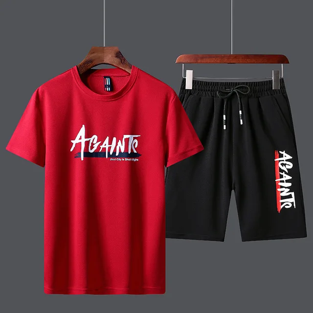 Men’s Tracksuit Summer Clothes Sportswear Two Piece Set T Shirt Shorts Brand Track Clothing Male Sweatsuit Sports Suits Husband