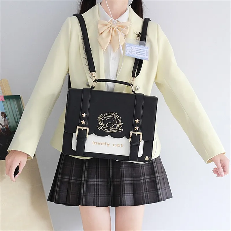 New Retro Printing Leather Backpack Kawai Women Handbag Lolita Shoulder Bag Cross Bag PU Material School Bags For Teenager Girls stylish rucksack