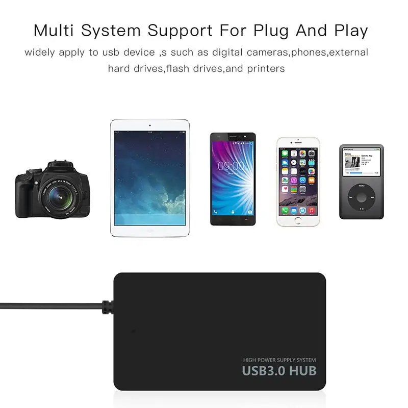 USB Hub GRiS USB 3.0 4 PORT HUB High Speed Data Transfer Convertor Support Mutli Systems Plug and Play USB Adapter