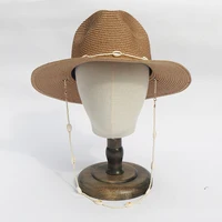 2022 Women Shell Necklace Beach Hats Ladies Paper Straw Woven Fedora New Chin Strap Finished Hat With Beads And Seashells 6