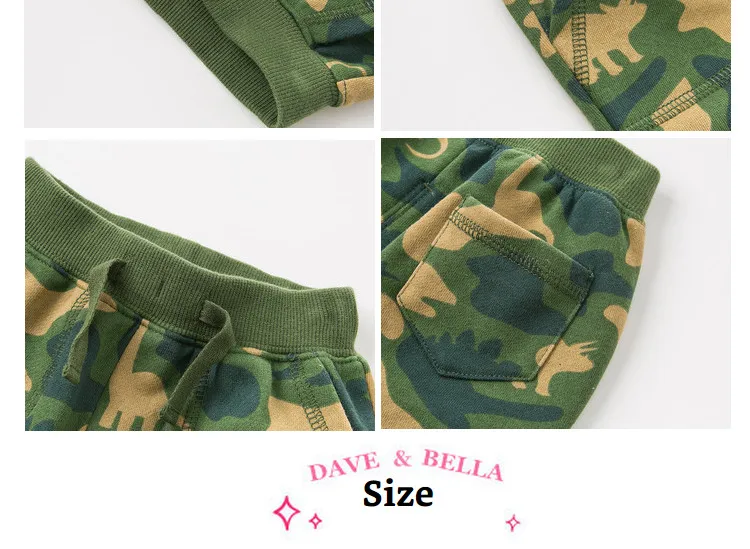 DBA10900 dave bella/осенние модные штаны для маленьких мальчиков детские длинные штаны с принтом брюки для малышей