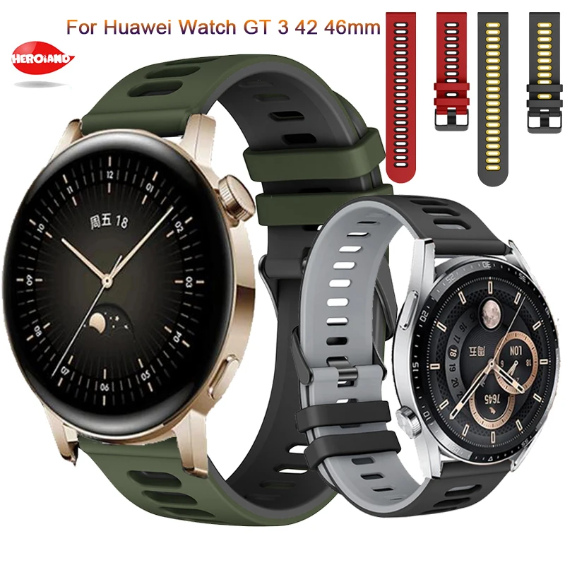 

20 22mm Smart Watch Band For Huawei Watch GT3 GT 3 42 46mm Wrist Strap GT 2 GT2 Pro Watchband Bracelet Soft Silicone Belt Correa
