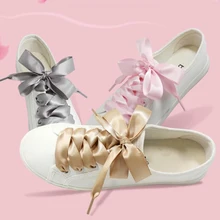 

26 Colors Double-sided Satin Ribbon Smooth Bootlace Candy Silk Sport Shoe Bowknot Reused Shoe Accessories