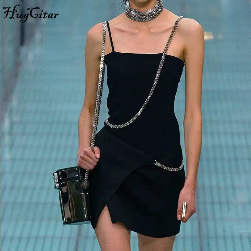 black dress with chains