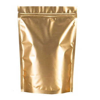 

100Pcs Gloden Aluminum Foil Packaging Bags Mylar Foil Golden Zipper Packing Pouches Self Sealing Sanck Pack Bag