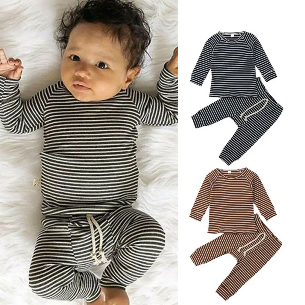 Комплект одежды из 2 предметов для новорожденных и маленьких мальчиков и девочек, футболка, Топы+ штаны, комплект одежды