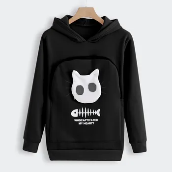 

Cat Breathable Pullover sweatshirts2019 winter women hooded sweatshirts Women Sweatshirt Animal Pouch Hood Tops ropa mujer