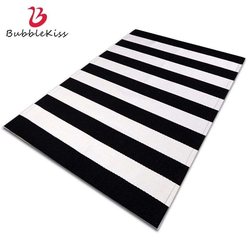 

Bubble Kiss Outdoor Carpet Home Picnic Mat Cotton Black And White Lattice Rugs Porch Woven Floor Mats Balcony Casual Foot Pad