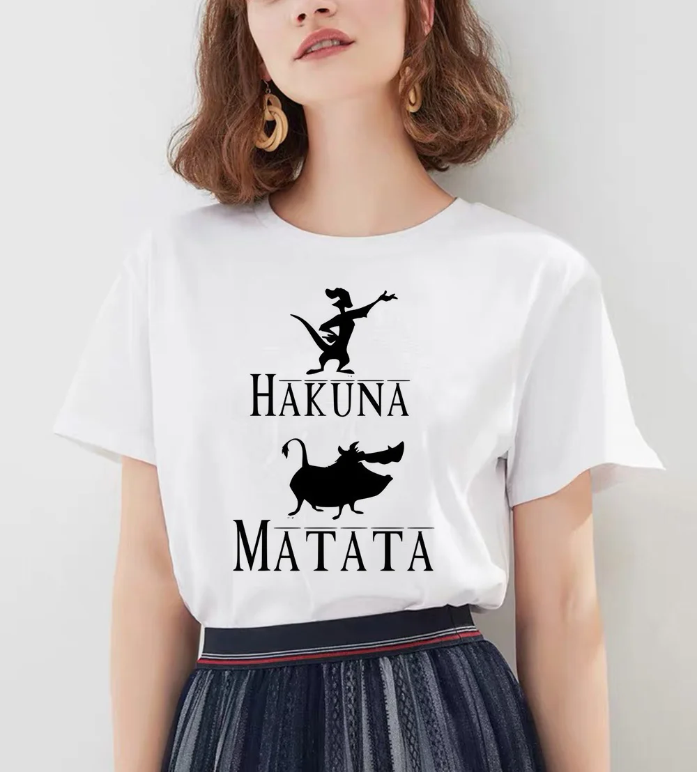 Акуна Матата рубашка Для женщин Harajuku Ullzang Мода Лев футболка King Летняя мода Для женщин повседневные футболки