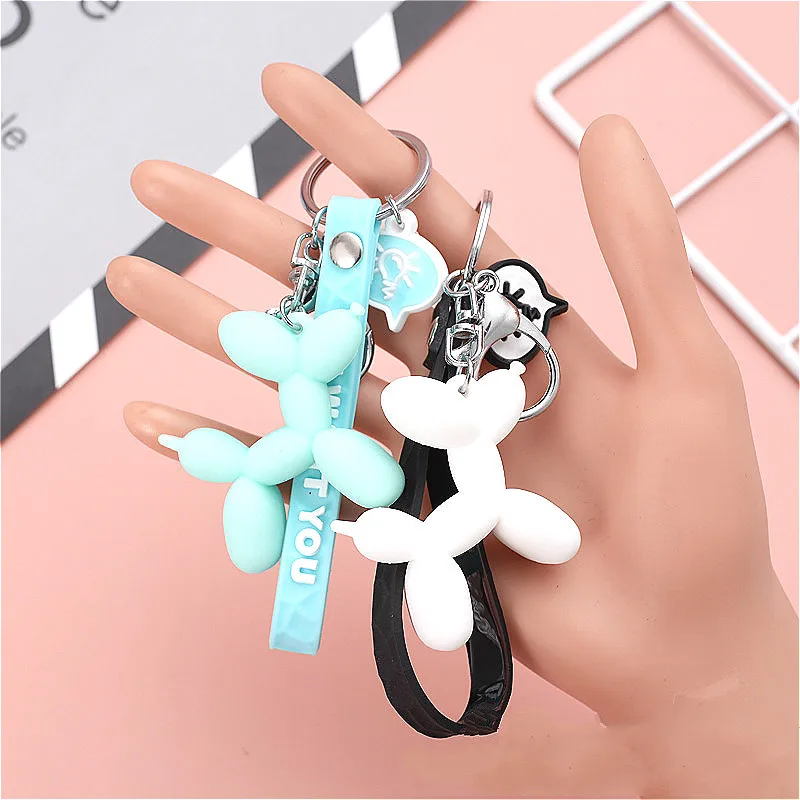 1@#Car Keyring Christmas Gift Balloon Dog Keychain Car Bag Key Ring Pendant Cartoon Decoration |