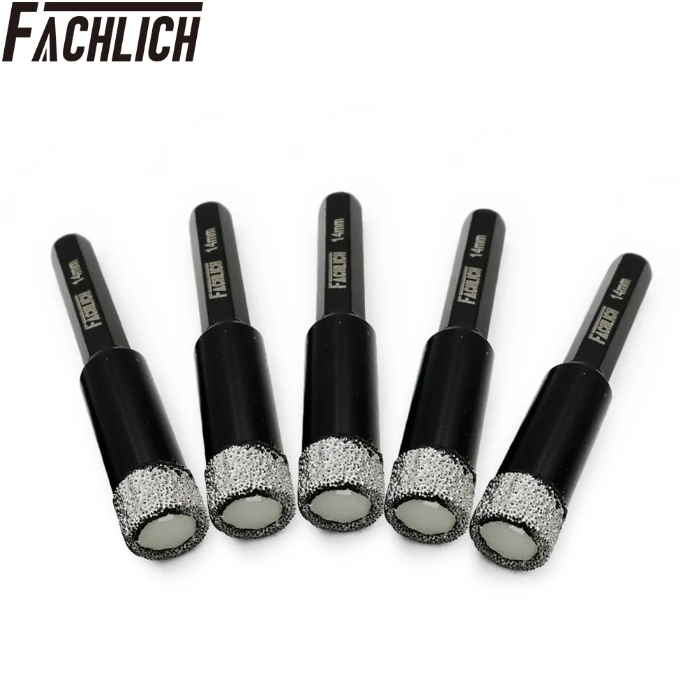 

5pcs/pk 14mm Diamond Drill core Hole Saw for Tile Porcelain Drilling Core Bit Dry Hexagon shank Drill Bits for Granite Marble