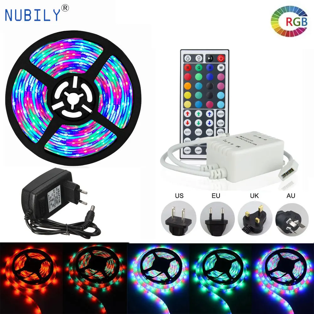 #cheap 10m led strip lights rgb smd 2835 waterproof 5m 15m led ribbon tiras with 44key ir remote rgb controller 12V power supply