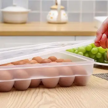 

Refrigerator Food Storage Box Egg Organizer Fresh Box Dumplings Vegetable Egg Holder Stackable Anti-Fall Kitchen Accessories 1PC