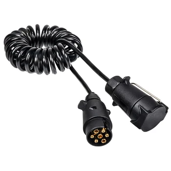 

1Pc Professional 2.5m Spring Cable 7 Way Connector Plug Socket 7 Wire Trailer Wiring 7 Pin Trailer Connector Trailer Accoessroy