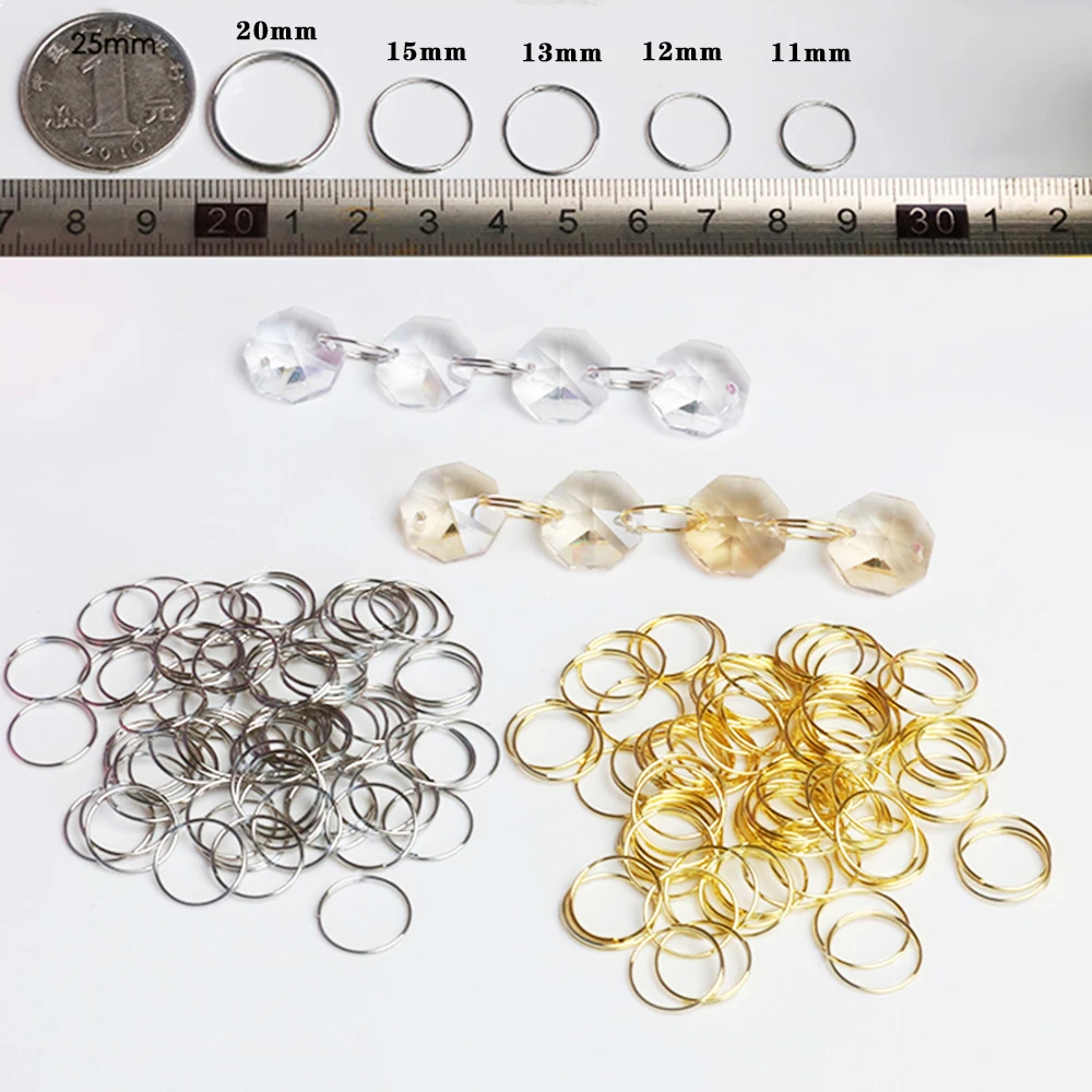 Metal Rings Metal Rings for Decoration Camal 100pcs 11-20mm Round Stainless Steel Ring for Chandelier Crystal Bead Pendant Part Light Curtain Connecter