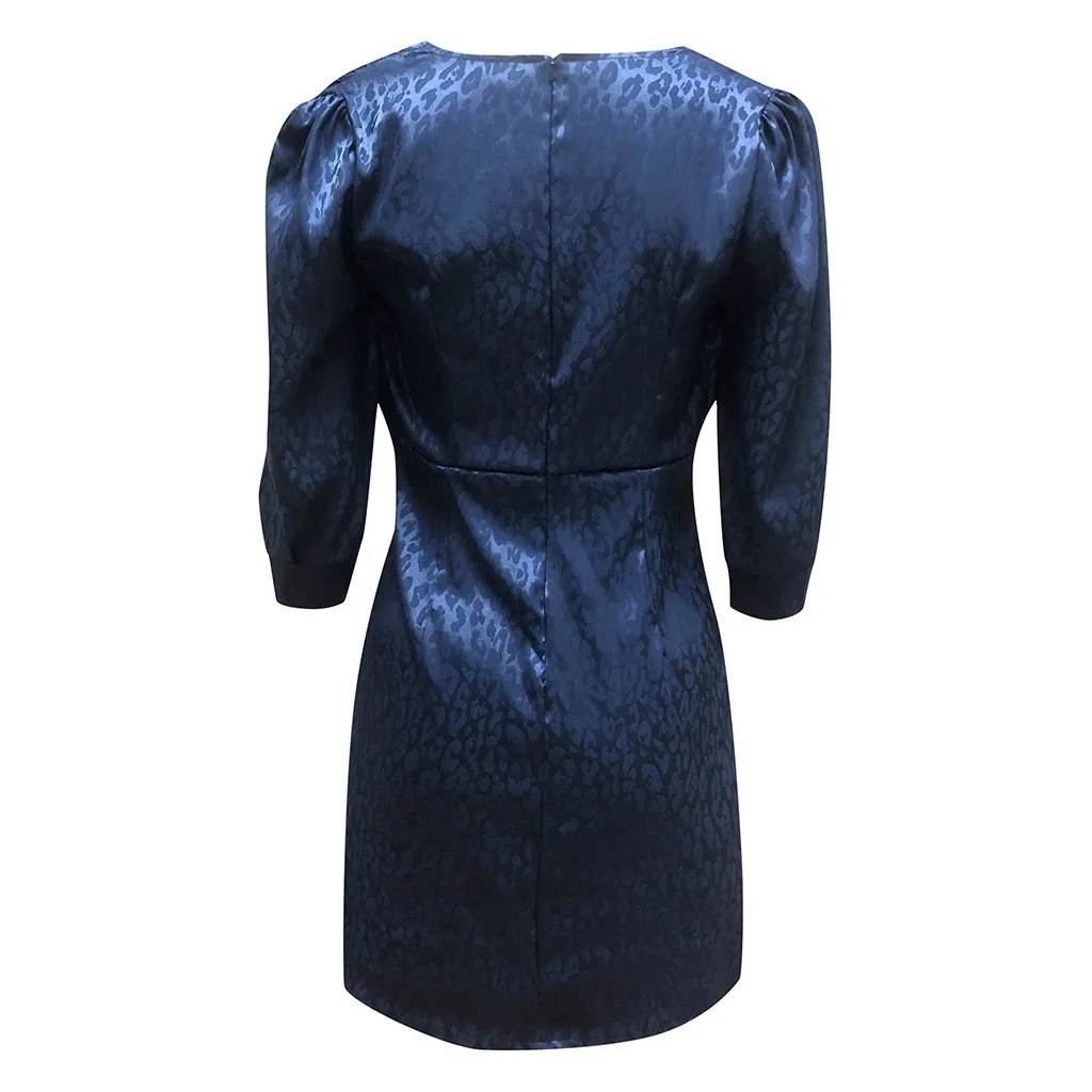 Сексуальное облегающее платье с леопардовым принтом и коротким рукавом,, Осень-зима, женские уличные вечерние платья, праздничные платья