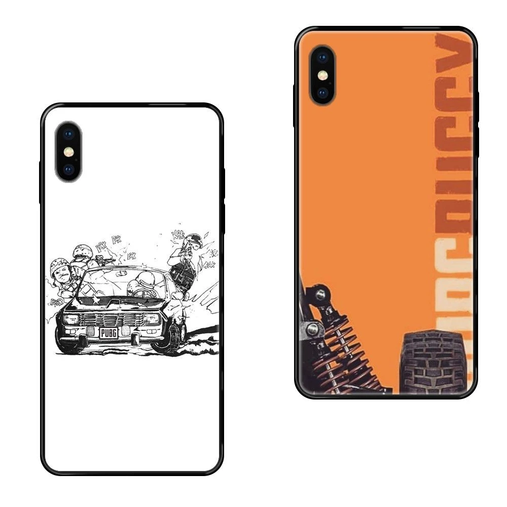 Fashion Game Pubg Car Bike Poster Black Soft TPU Case Protective For Apple iPhone 5 5C 5S SE SE2020 6 6S 7 8 11 12 Plus Pro X | Мобильные