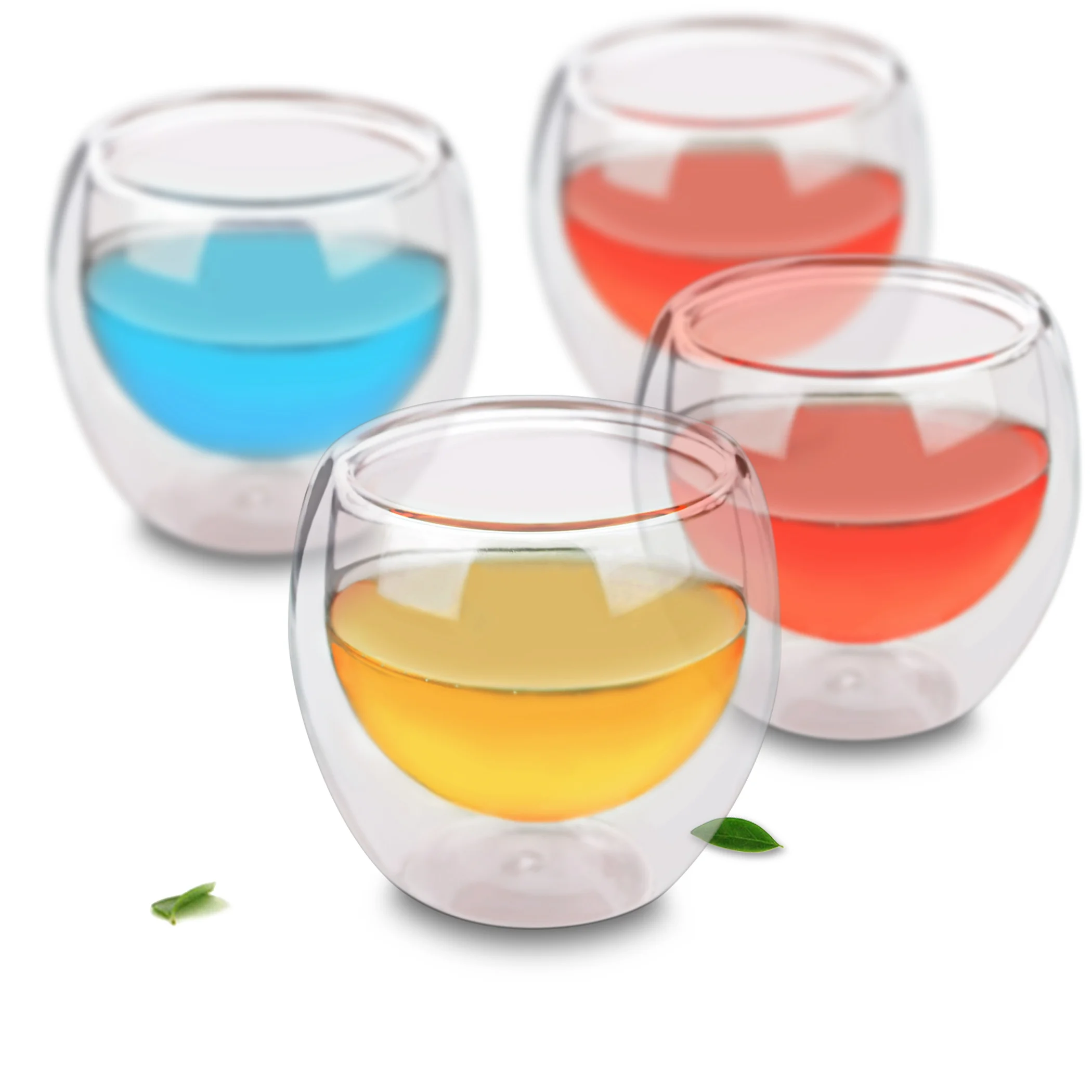 Lots Clear Mini Heat Resistant Double Wall Glass Handmade Tea Cups 80ml