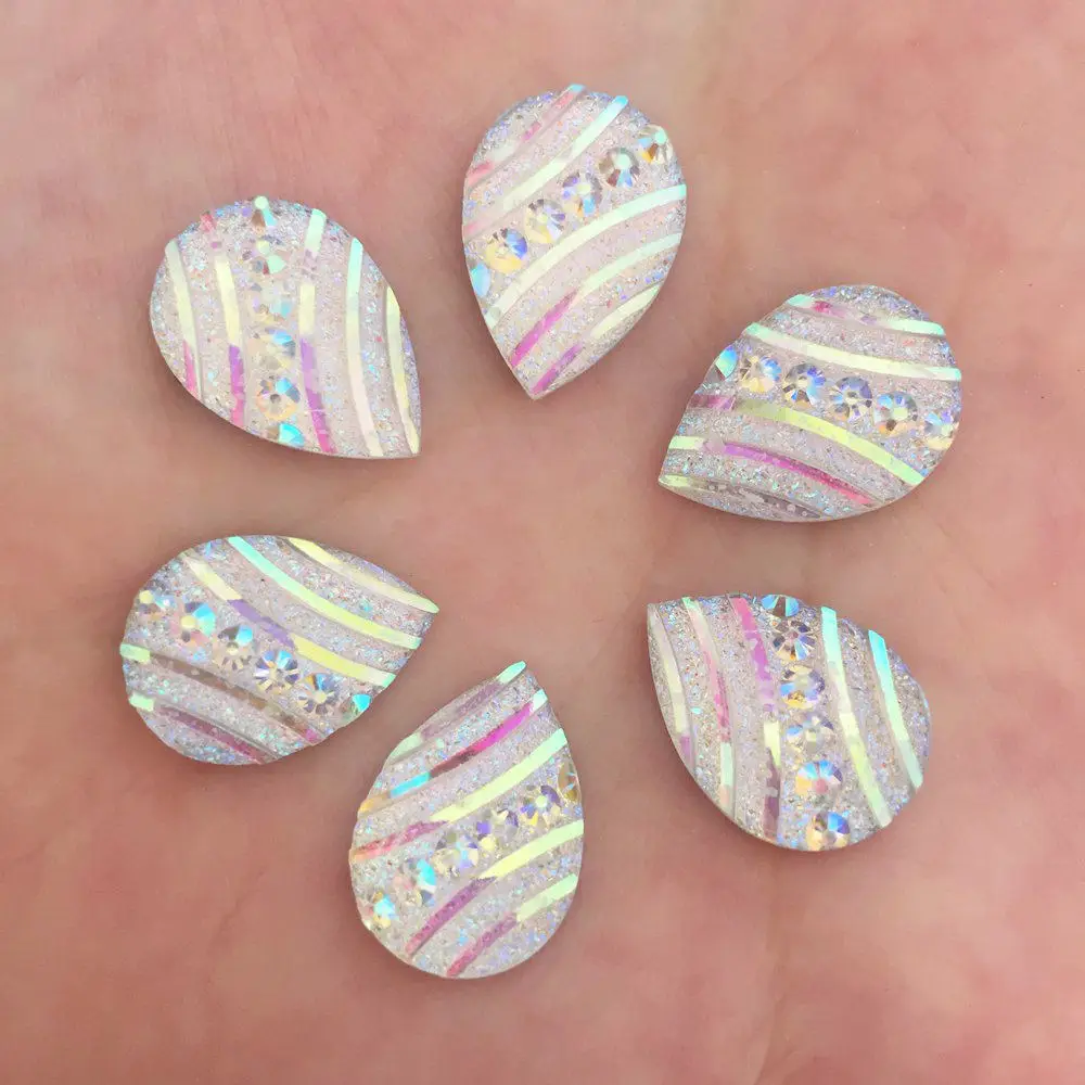 

BOLIAO 30Pcs 10mm*13mm Water Drop Shape Resin Flat Back Glue on Bags/Earring Accessories Decoration Craft DIY R262