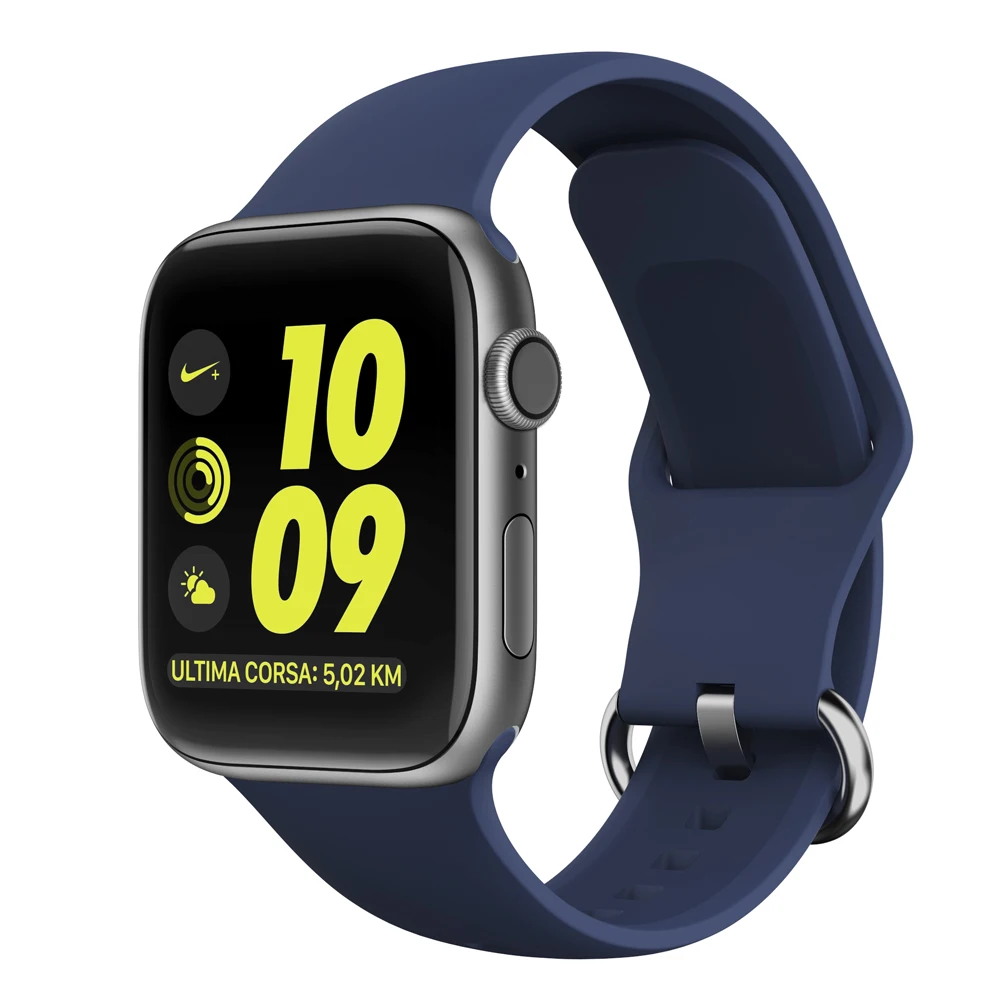 deep blue Спортивный ремешок для Apple watch 44 мм 40 мм iWatch 38 мм 42 мм жидкий силиконовый ремешок для часов Браслет Apple watch 5 4 3 2 1 44 40 - Цвет ремешка: deep blue